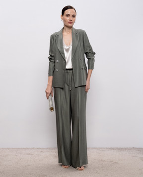 Peserico Green double-breasted jacket with linen S01227F01921