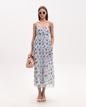 Ballantyne Blue silk dress with floral print BLD264SSI20