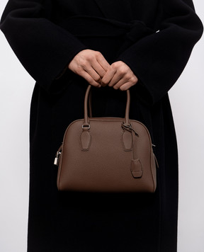 The Row India 10.00 brown leather tote bag with logo embossing W1734L129