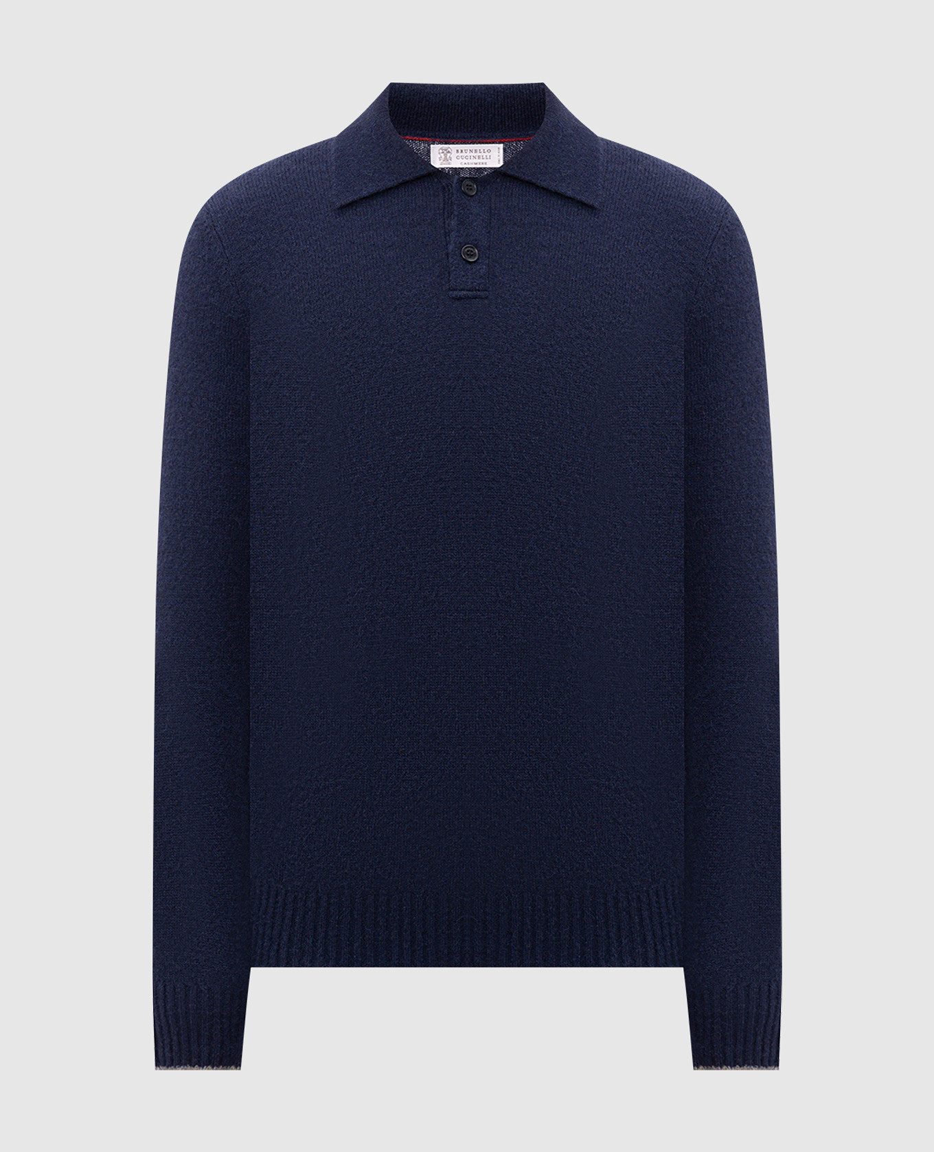 Blue alpaca and cashmere polo shirt