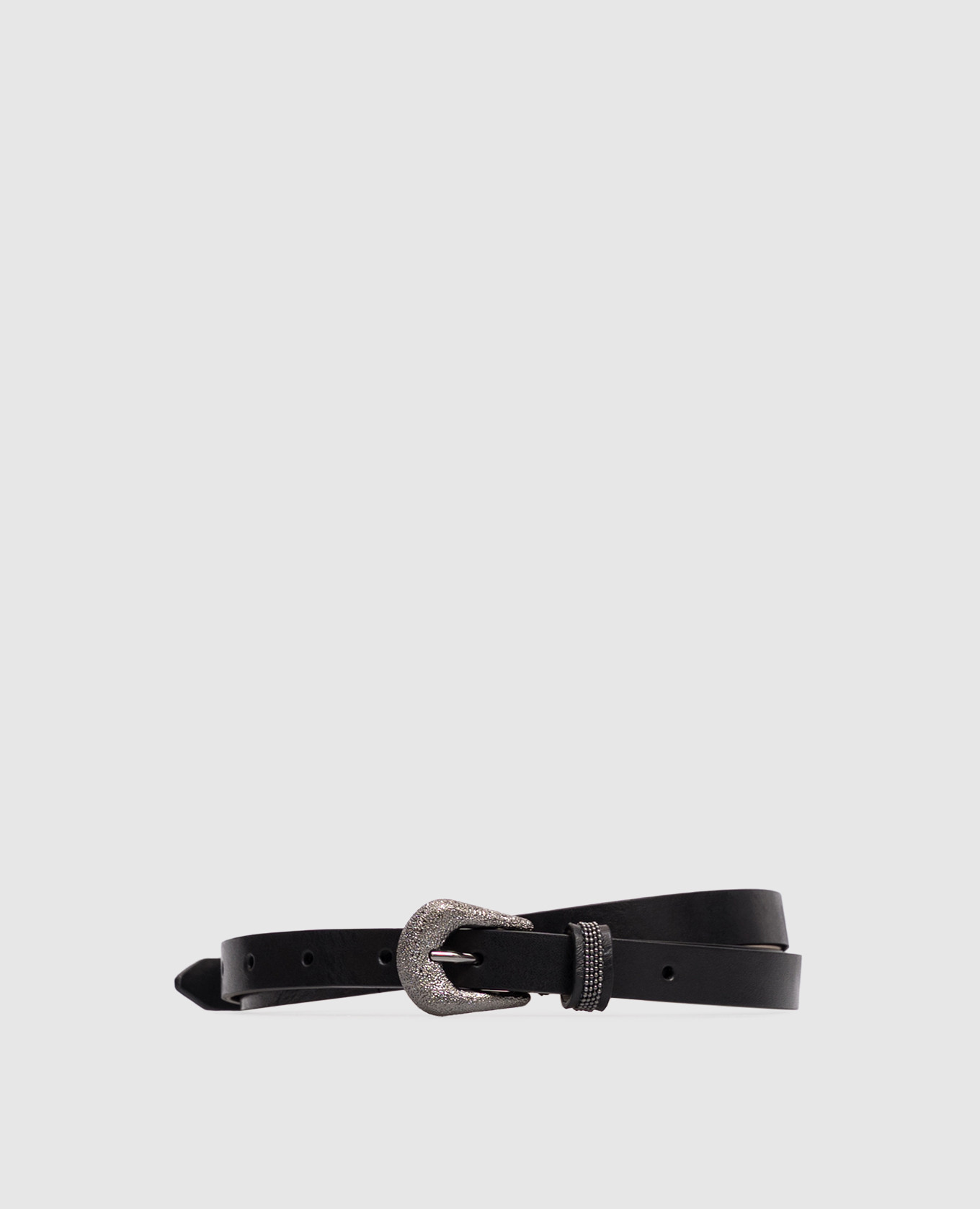 Black leather belt with monil chain Brunello Cucinelli