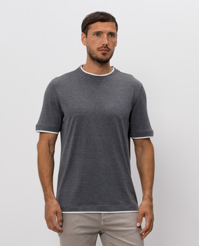 Brunello Cucinelli Gray silk T-shirt MH8367427