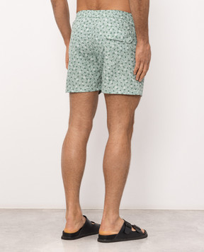 ISAIA Green printed swim shorts with embroidered logo COSI19BW260
