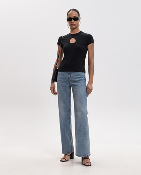 Off-White Black T-shirt with a figure-hugging neckline 2FA00444T