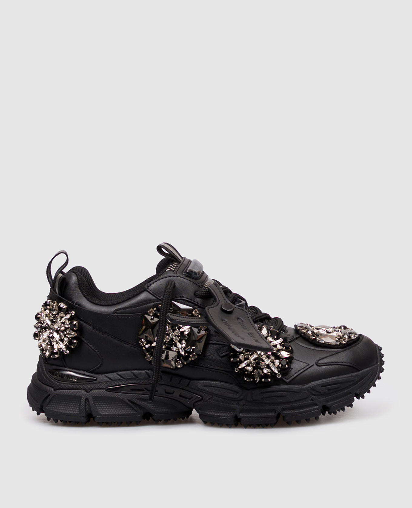 

Be Right Back black leather sneakers with crystals Off-White