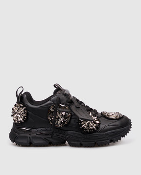 Off-White Be Right Back black leather sneakers with crystals OWIA289Z26LEA003