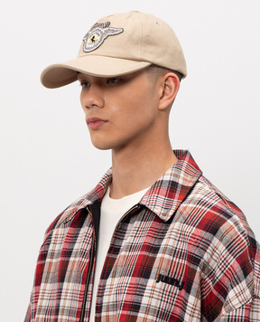 Juun.j Beige Metamorphosis cap with applique JC618BP03A