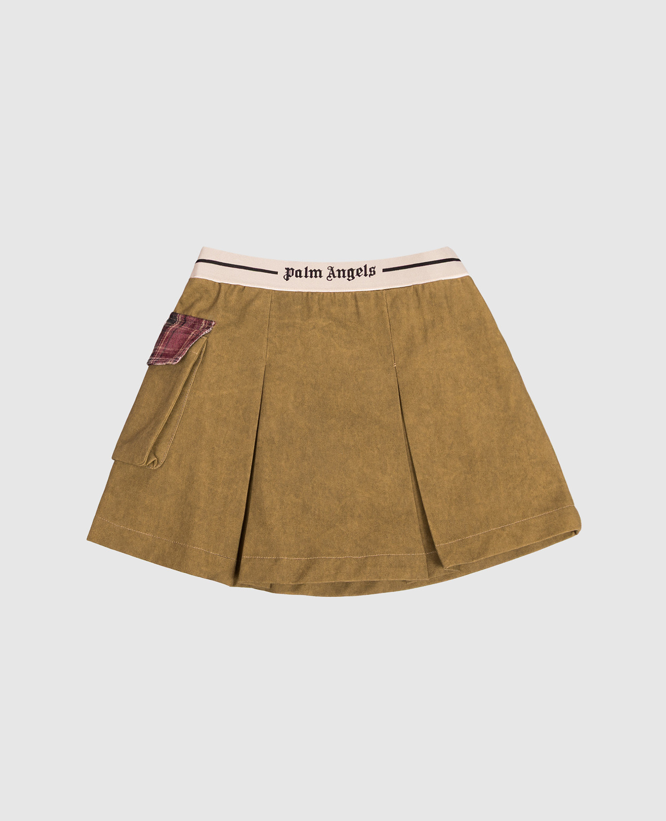 Children's khaki skirt with logo pattern Palm Angels