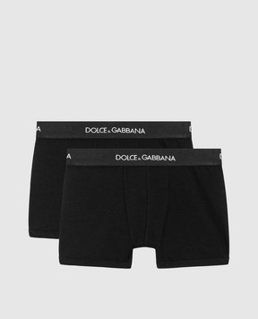 Dolce&Gabbana Children's set of black boxer briefs with contrasting logo pattern L4J701ON00G