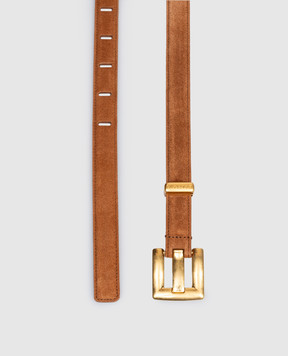 Balmain Anthem Brown Suede Belt GN0WJ191LSDD