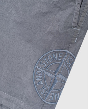 Stone Island Children's blue shorts with embroidered emblem L1S16B100001S00431012