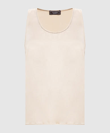 Beige top with monil chain