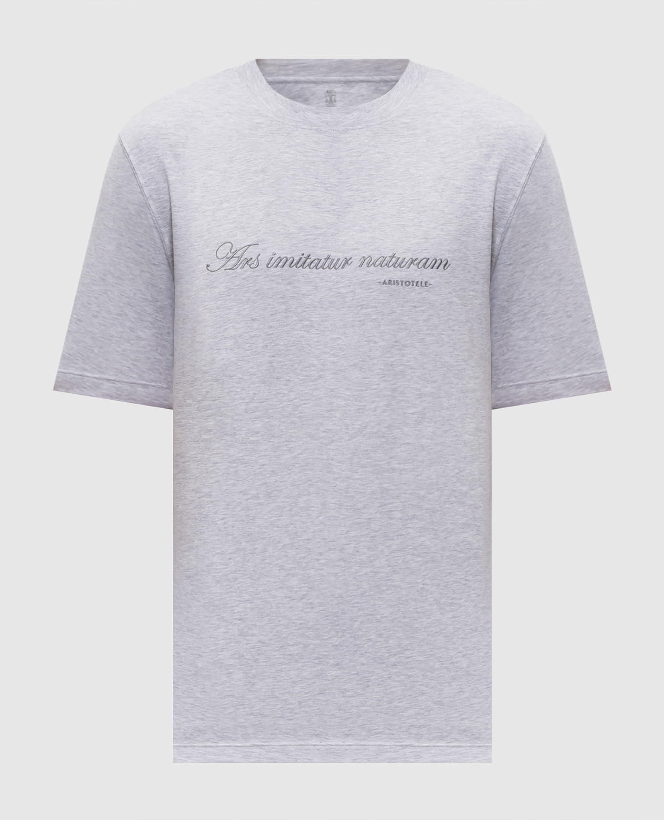 Grey melange T-shirt with embroidered lettering