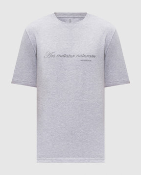 Brunello Cucinelli Grey melange T-shirt with embroidered lettering M0B138518
