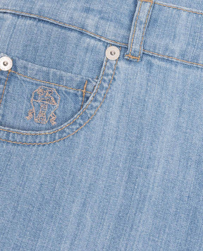 Brunello Cucinelli Children's blue jeans with logo patch BH263D317C