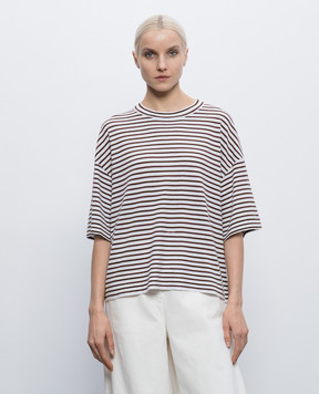 Brunello Cucinelli White striped cashmere T-shirt M9A849210