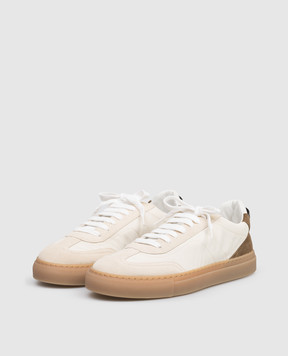 Brunello Cucinelli Beige combination sneakers with a monil chain MZSFG3197