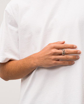 Off-White Silver Arrow ring OMOC07BC99MET001