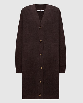 Twinset Brown elongated cardigan with alpaca wool 262LI3QBB