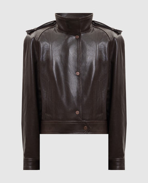 Babe Pay Pls Brown leather jacket with accent shoulders 2407ИЗМLUCAS