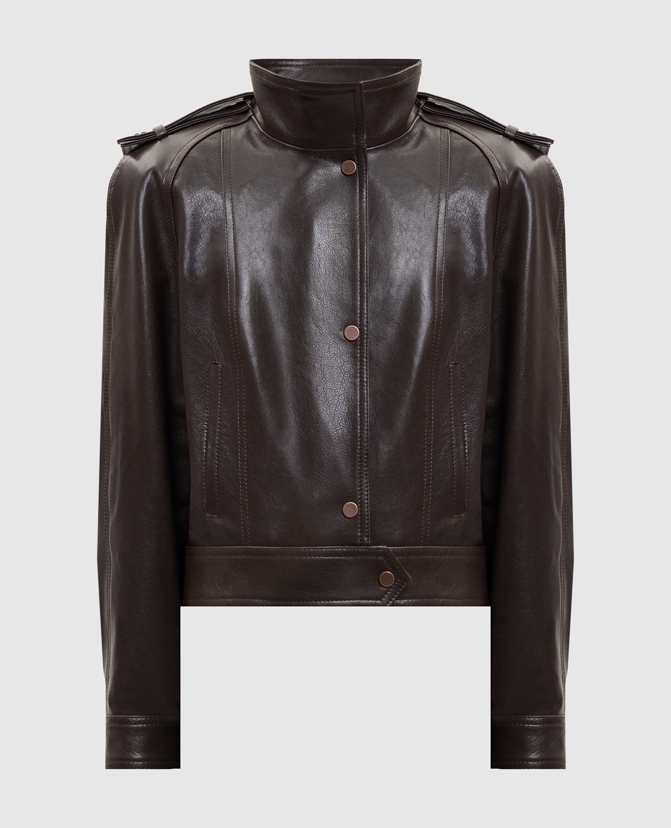 

Brown leather jacket with accent shoulders Babe Pay Pls