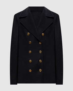 Dolce&Gabbana Dark gray double-breasted cropped wool coat F0Y57THU2B1