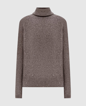 Allude Brown cashmere and silk sweater with sequins 26577102
