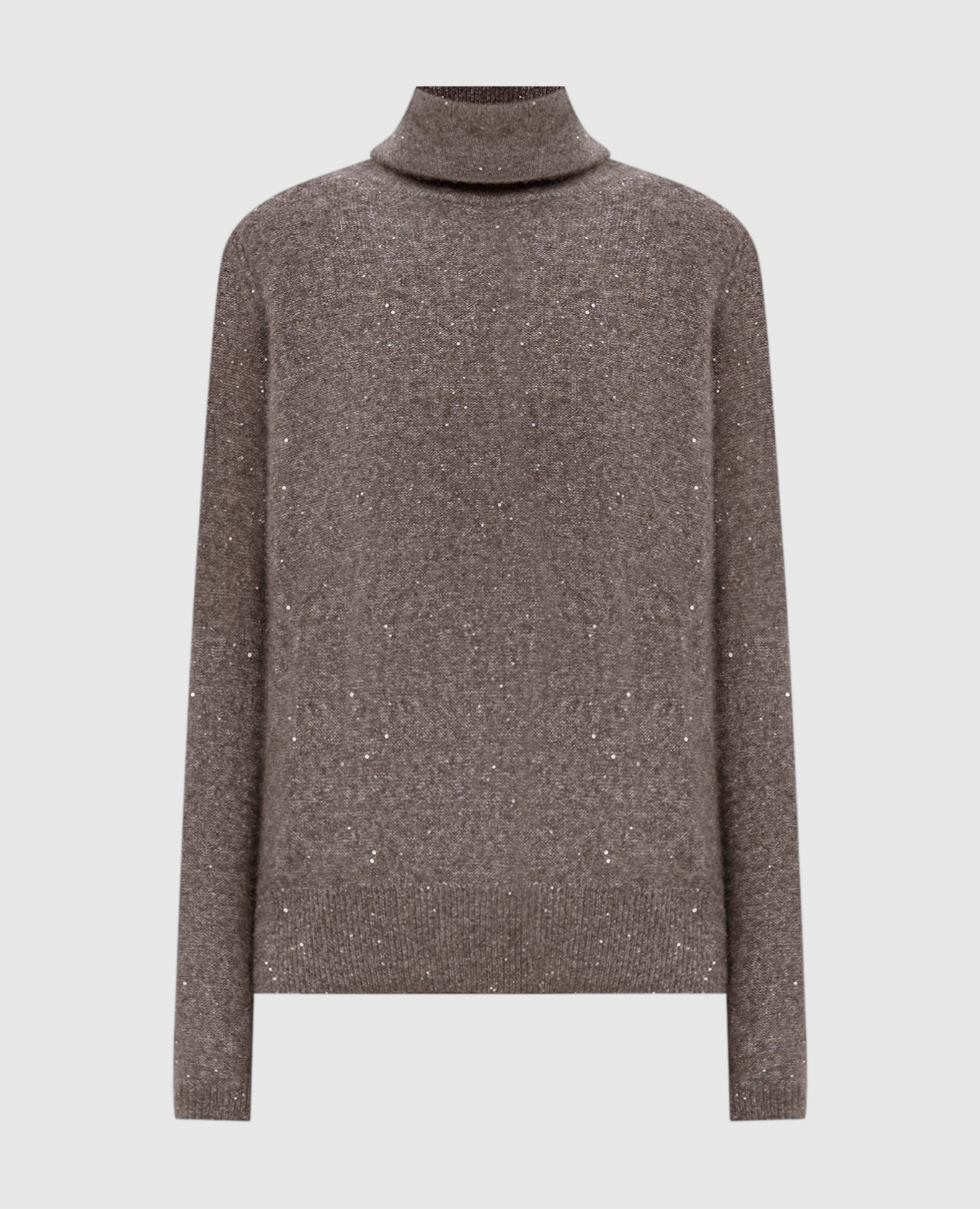 Brown cashmere and silk sweater with sequins