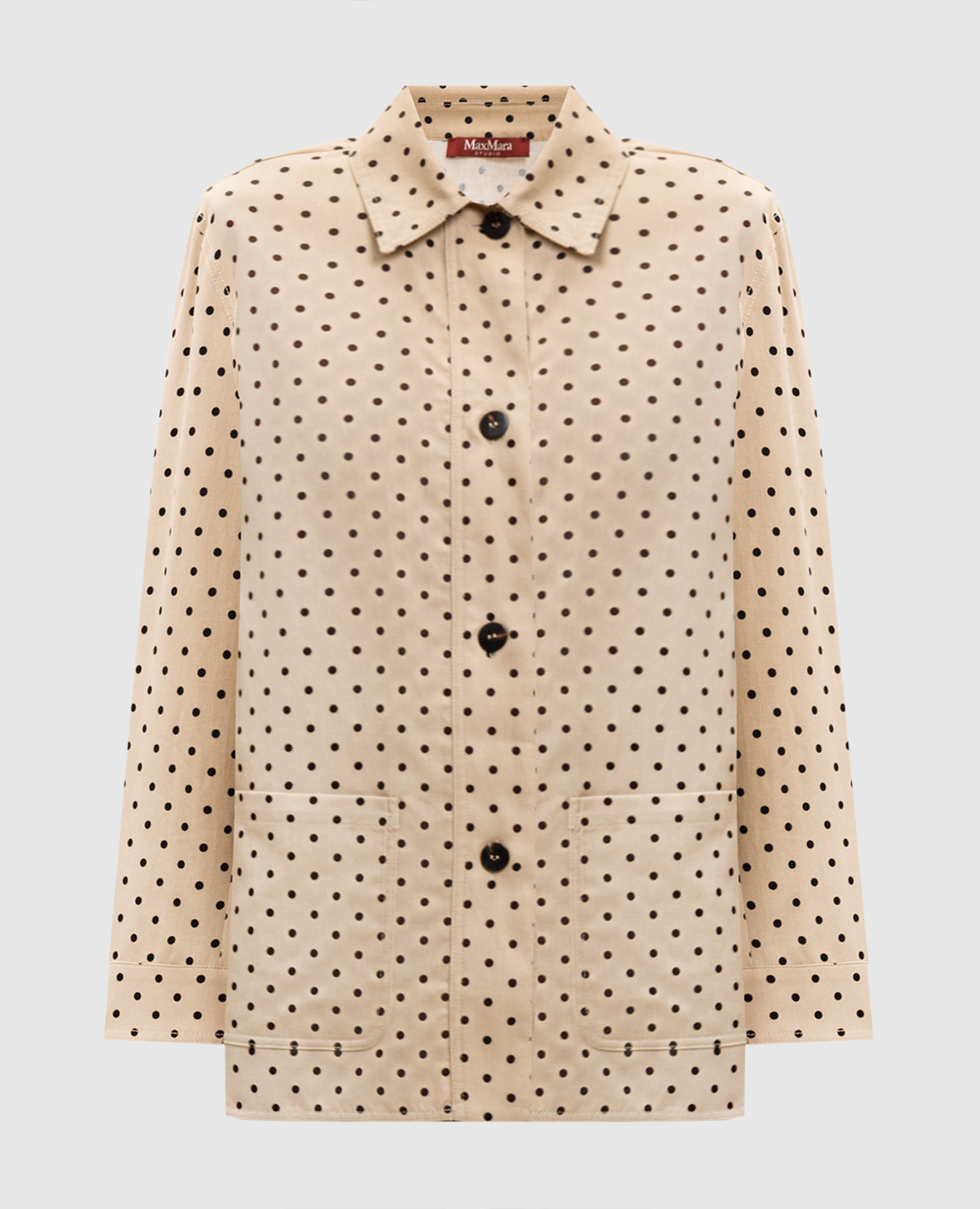 Brown polka dot linen shirt