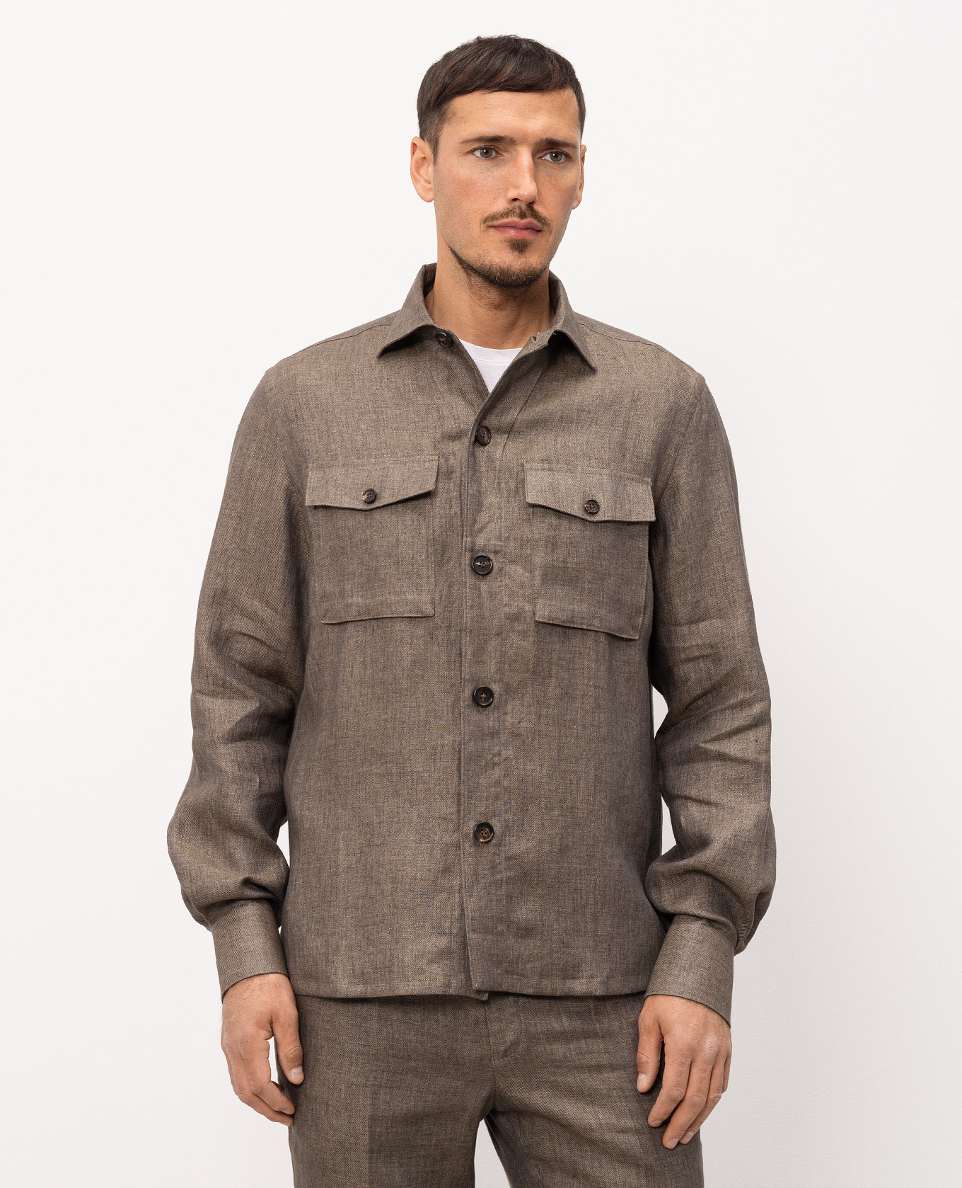 

Brown linen shirt Enrico Mandelli