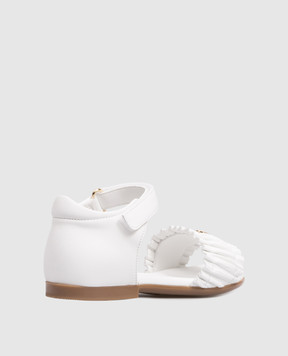Dolce&Gabbana Children's white leather sandals with monogram logo D20113A1850