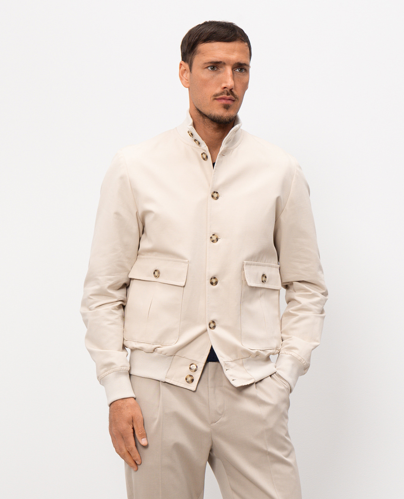 Beige jacket with linen Pini Parma 3