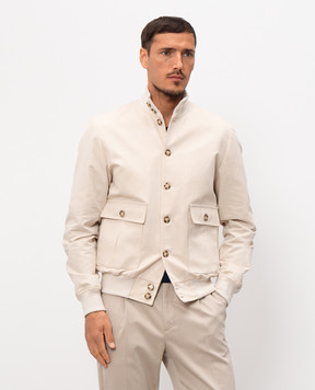 Pini Parma Beige jacket with linen BOMBERCOBEI