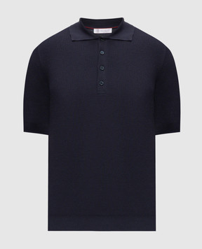 Brunello Cucinelli Blue ribbed polo shirt M29400025