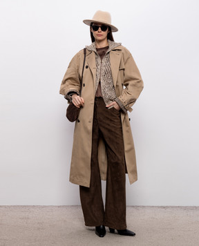 Brunello Cucinelli Beige trench coat with monil chain ML5979963P