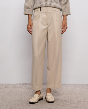 Peserico Beige wool trousers with lapels A04079U03359
