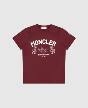 Moncler ENFANT Children's burgundy T-shirt with branded embroidery L29548C0000489AFV
