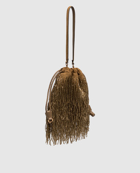 Etro Brown suede pouch bag KALISPERA with fringe WP1B0025AR11X