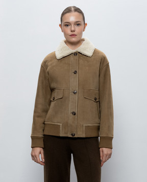 Yves Salomon Brown sheepskin coat 27WYV60162MSBV