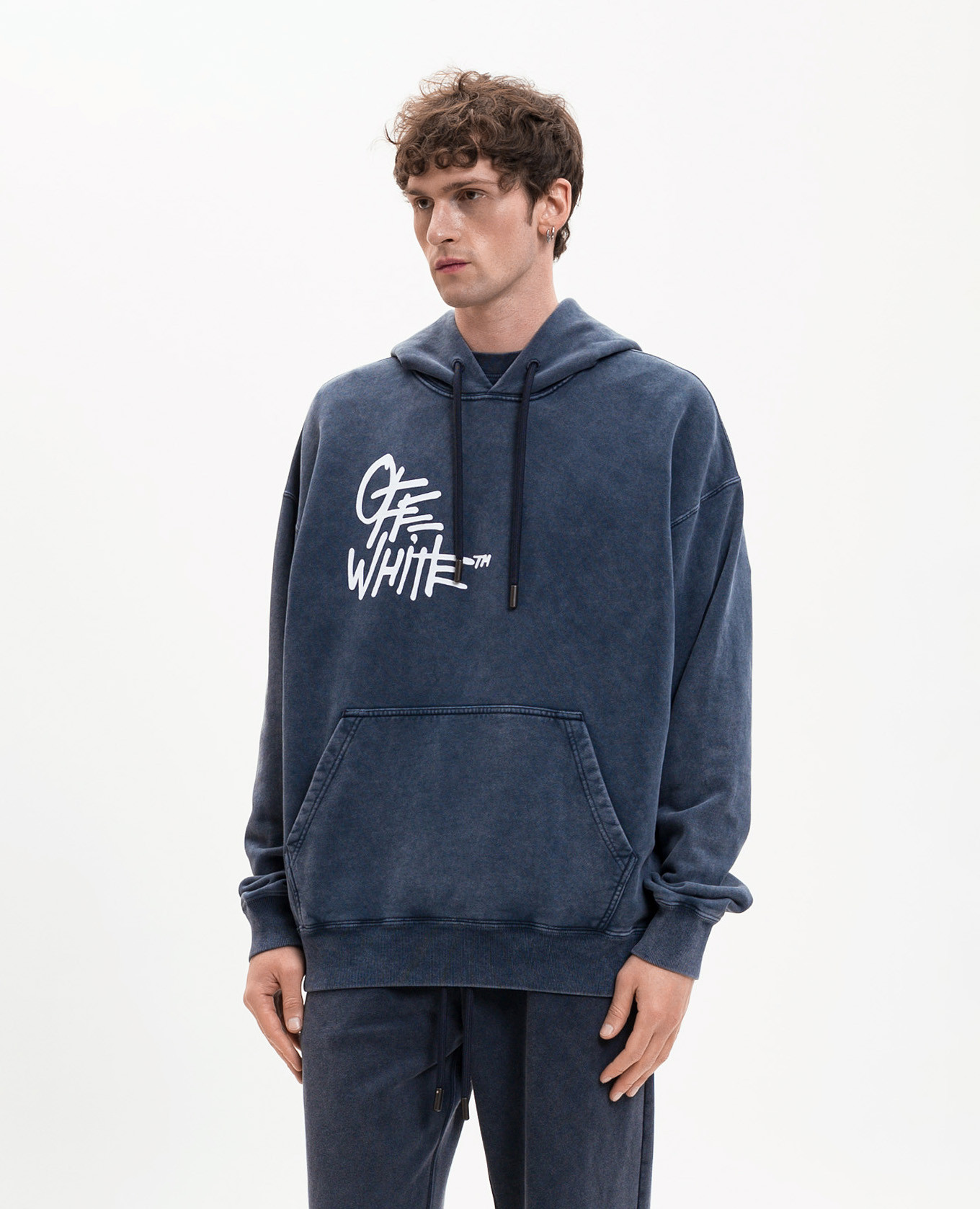 Blue hoodie with branded print Off-White 3