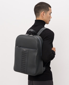 Serapian Dark blue leather backpack with weaving SRCMOMLL738431A021