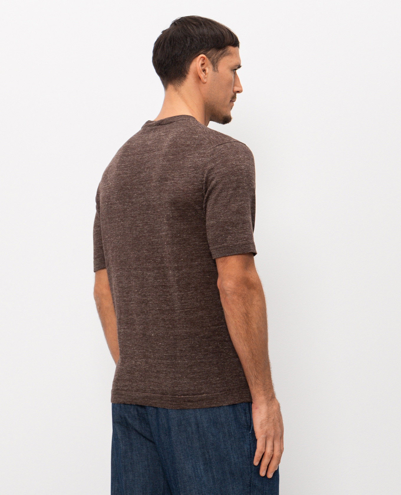 Brown linen and silk T-shirt Cashmere&Whiskey 4