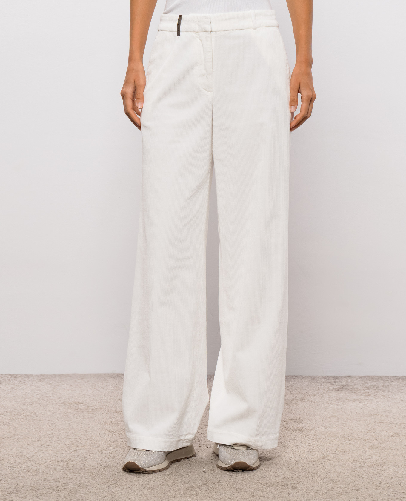Ivory corduroy pants Peserico 3