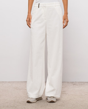 Peserico Ivory corduroy pants P04835T303642