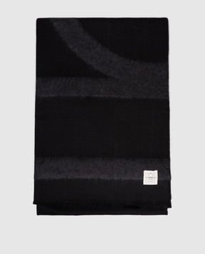 Toteme Black alpaca wool scarf with logo 254WSC0115FB0510