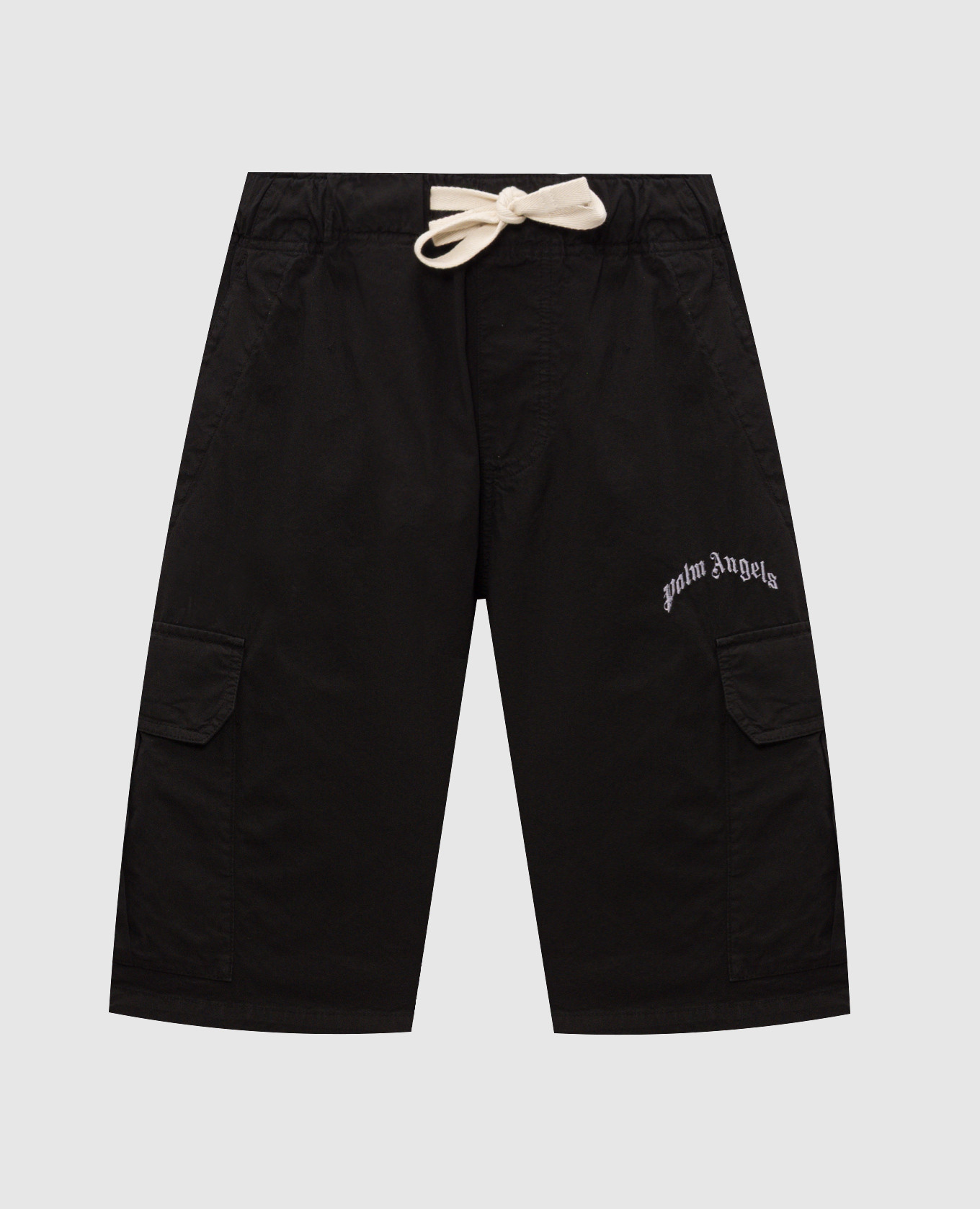 Black cargo shorts with logo embroidery