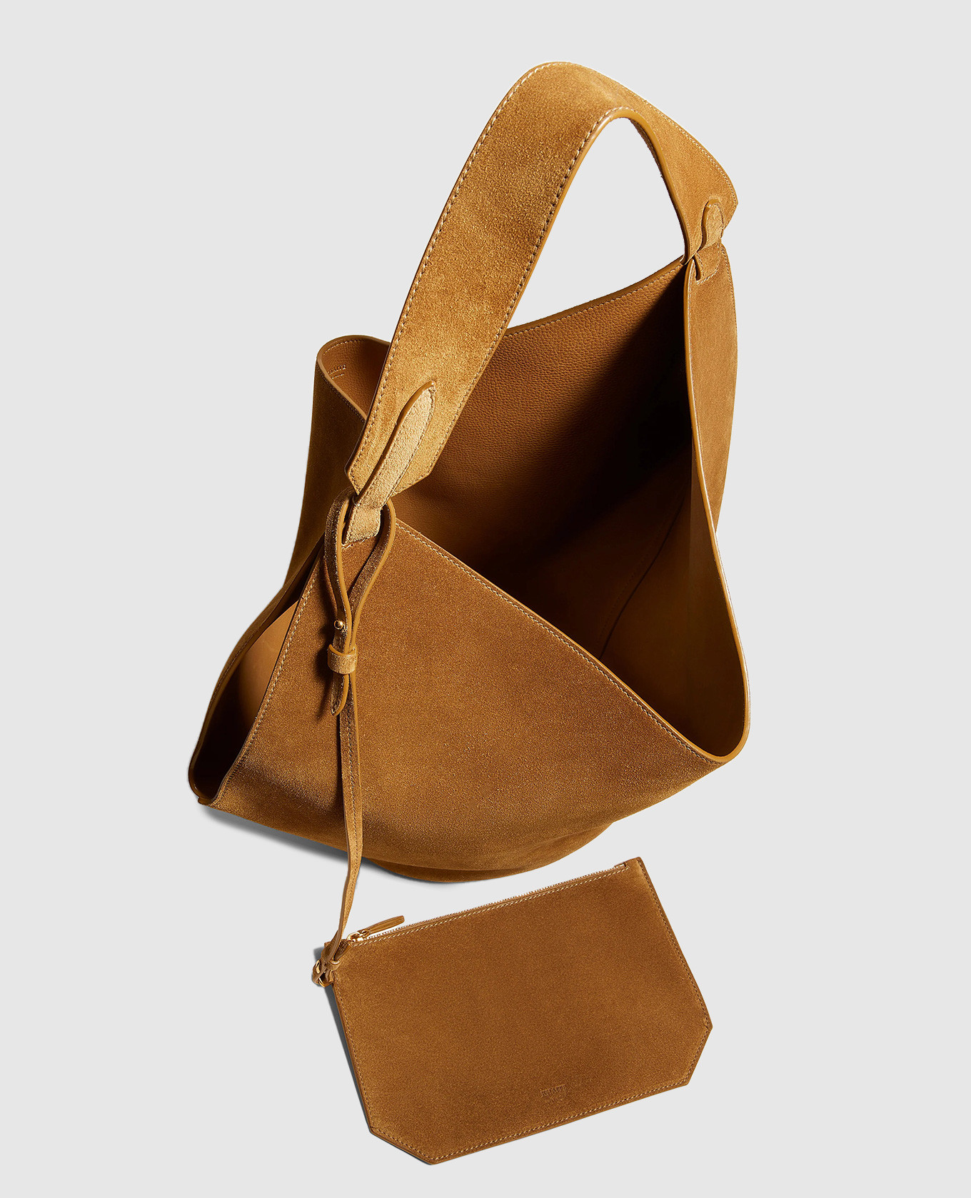 Lotus suede bag in brown Khaite 4