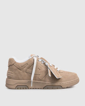 Off-White Out Of Office brown suede sneakers OWIA259F25LEA009