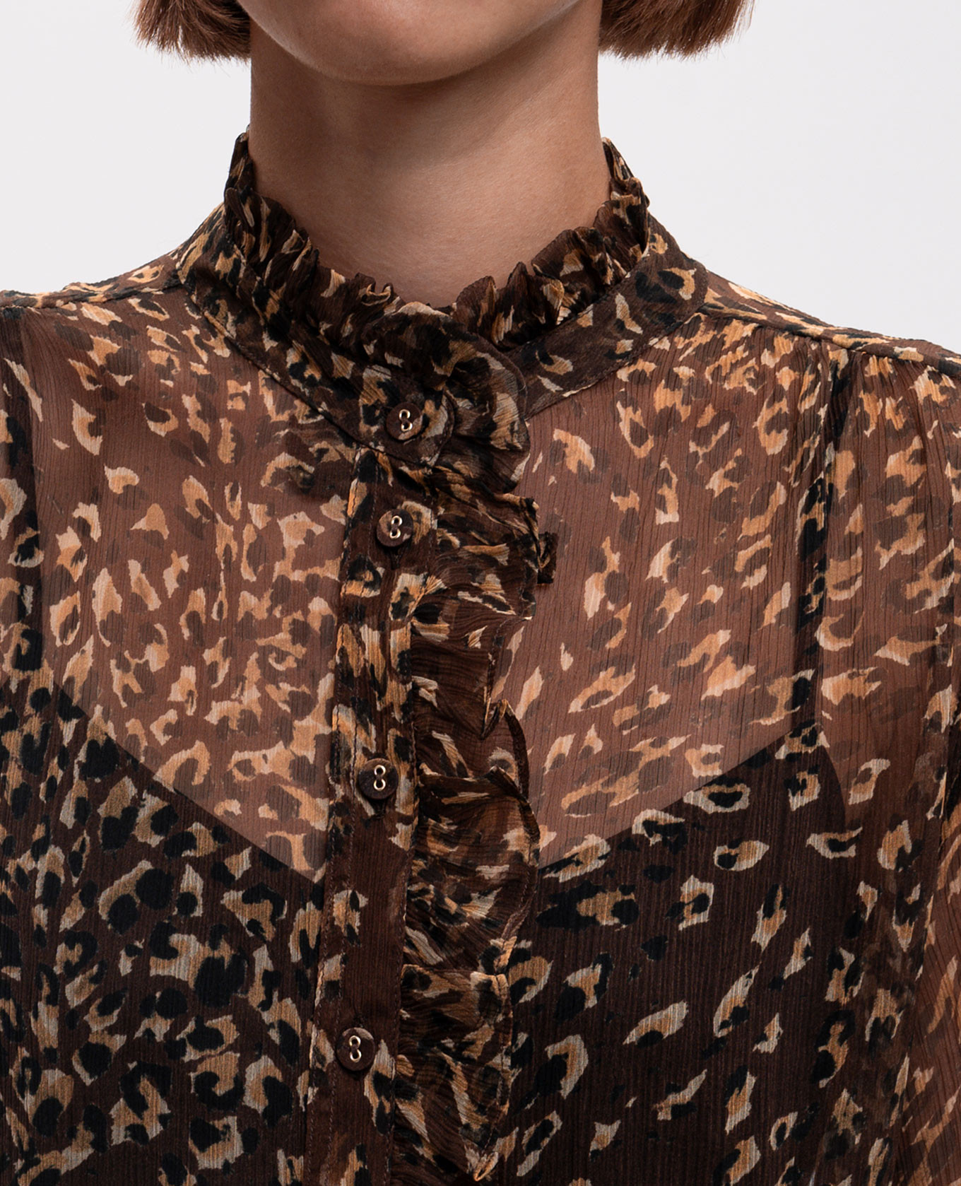 Brown leopard print silk blouse Twinset 5