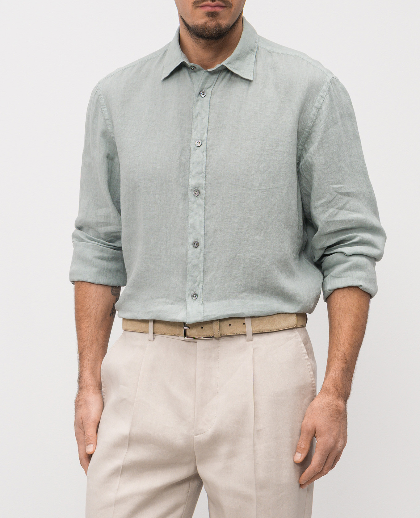 

Beige suede belt with logo Canali